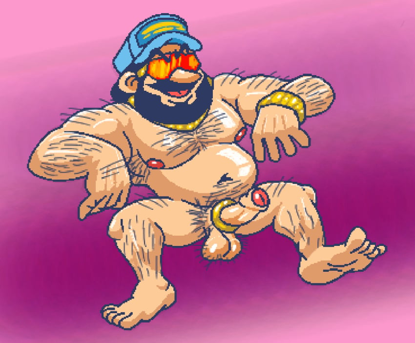 armpit_hair beard body_hair boner chest_hair cock_ring enterman erection foreman_spike foreskin hairy hairy_armpits hairy_arms hairy_balls hairy_chest hairy_legs hairy_male human male male_focus male_only mario_(series) moustache naked naked_male nintendo nipples nude purple_background sitting solo solo_male spread_legs sunglasses super_mario_bros._(2023_film) ugly_man uncut wrecking_crew