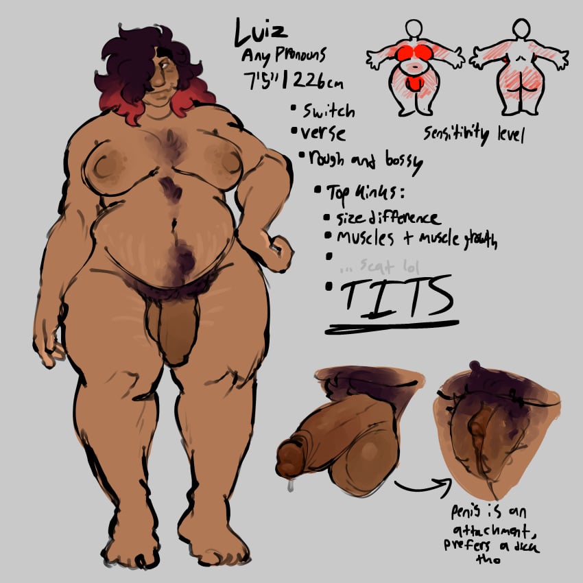 1boy alternate_version_available awooga bara bara_tits breasts chubby fat femboy hairy hairy_chest information information_sheet luiz_(yaizl_art) male male_only reference_image reference_sheet self_upload stretch_marks tagme text yaizl_art