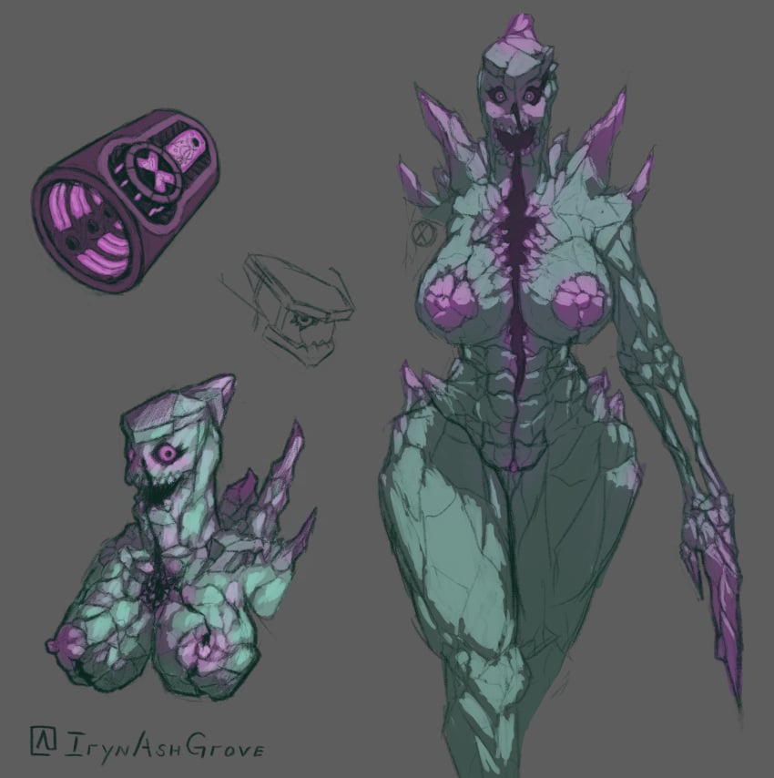 absurd_res alien areola arm_blades ben_10 big_breasts blue_body breasts cartoon_network chaquetrix charnitrix crystal crystal_body crystal_creature crystal_humanoid elemental_creature elemental_humanoid female front_view genitals grey_background hi_res huge_breasts humanoid iryn-ashwood looking_at_viewer mineral_fauna mineral_humanoid nightmare_fuel nightmare_waifu nipples nude open_mouth petrosapien purple_areola purple_body purple_eyes purple_nipples pussy simple_background solo subsapien_(ben_10) thick_thighs wide_hips