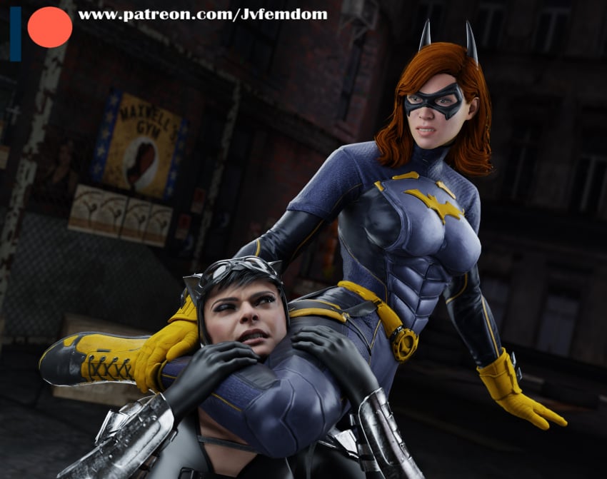 2girls 3d 3d_(artwork) absurd_res arrogant barbara_gordon batgirl batgirl_(gotham_knights) batman_(series) beaten between_legs between_thighs blender brown_hair catfight catwoman catwoman_(injustice) choking crush crushing dc dc_comics defeated dominant dominant_female domination dominatrix female female/female female_domination female_on_female female_only femdom fight fingerless_gloves girl_on_girl girls girls_only gotham_knights helpless highres humiliated humiliating humiliation injustice_2 jvfemdom legs looking_pleasured mask masked masked_female multiple_girls only_female pinned pinned_down pose red_hair round_ass round_butt sadism sadistic sadistic_girl selina_kyle short_hair sitting sitting_on_another sitting_on_face sitting_on_person smile smirk smug smug_face smug_grin submission submission_hold submissive the_ thick_ass thick_thighs thighs utter_domination voluptuous voluptuous_female wrestling yellow_boots yuri