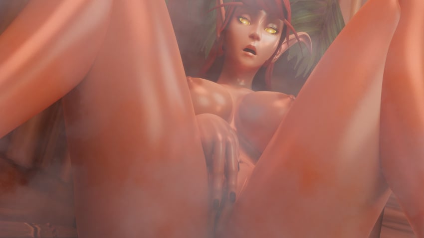 3d 3d_(artwork) big_breasts blood_elf breasts breasts_out busty busty_female cia_nightfire elf female female_masturbation female_only fingers golden_eyes hairband high_elf large_breasts long_ears masturbating masturbation morilymory playing_with_pussy playing_with_self pointy_ears pubic_tattoo red_hair sauna solo solo_female solo_focus steam steamy tattoo tattoo_above_pussy vaginal_masturbation warcraft wet wet_body wet_skin world_of_warcraft yellow_eyes