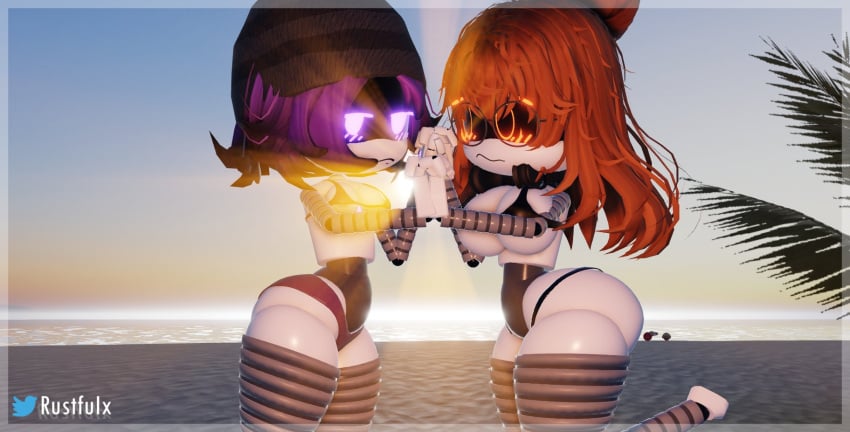 2girls 3d female female_only humanoid murder_drones oc roblox robot robot_girl robot_humanoid rustfuix screen_face uzi_(murder_drones)