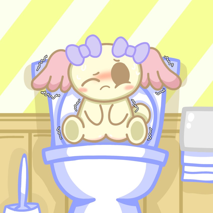 azuki_(cinnamoroll) cinnamoroll_(series) furry pussy sanrio scat simple_background simple_shading st4rzzz toilet toilet_paper toilet_use