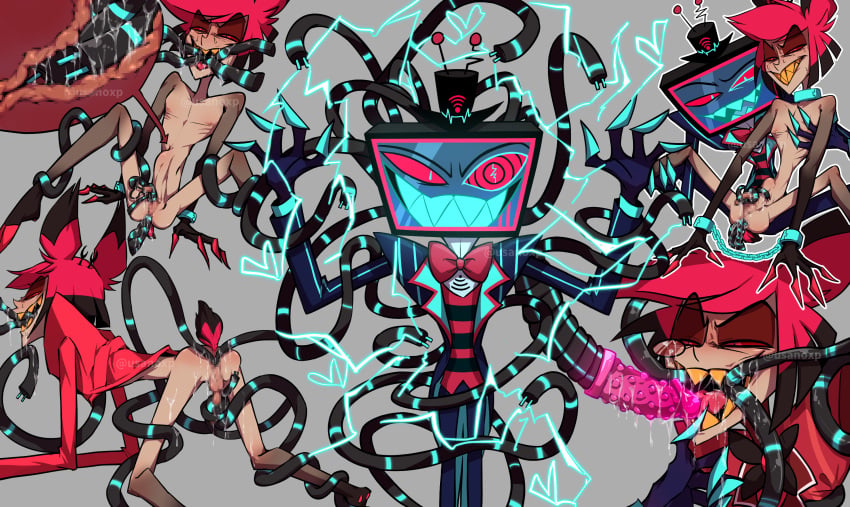 2024 2d alastor_(hazbin_hotel) antlers artist_request deer demon demon_boy gay hazbin_hotel humanoid male penis vox_(hazbin_hotel)