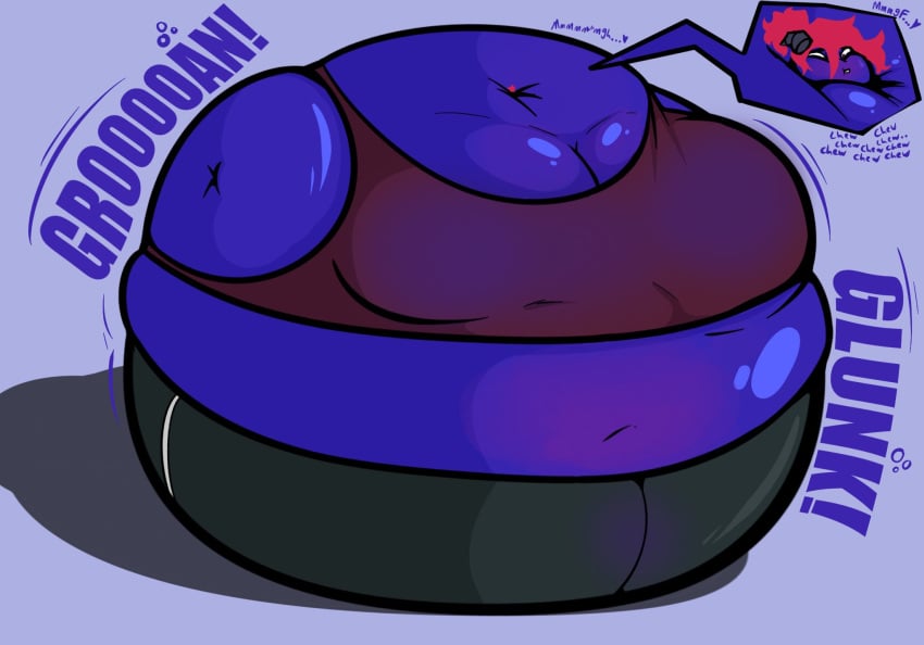 big_breasts blueberry_inflation breasts cleavage female huge_breasts inflation spherical_inflation sunken_head sunken_limbs thick_thighs town_of_skeles wide_hips