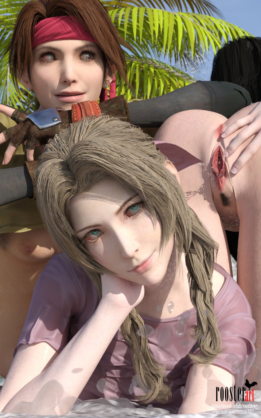 10:16 3d 3d_(artwork) 3girls 4k aerith_gainsborough anus ass black_hair breasts brown_hair brown_hair female_focus female_pubic_hair final_fantasy final_fantasy_vii final_fantasy_vii_remake fingerless_gloves girls_only hand_on_ass hand_on_cheek happy in_water jessie_rasberry light-skinned light-skinned_female light_skin long_hair looking_at_another looking_pleasured nipples open_eyes open_pussy partially_clothed partially_submerged patreon patreon_username pussy roosterart small_breasts smile subscribestar subscribestar_username tifa_lockhart vagina video_game video_game_character video_game_franchise water wet wet_shirt