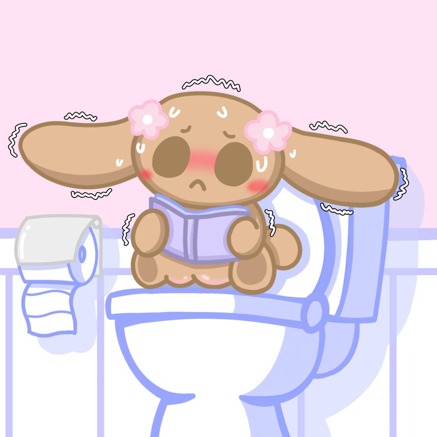 brown_fur cinnamoroll_(series) furry mocha_(cinnamoroll) reading reading_book sanrio scat simple_background simple_shading st4rzzz tail toilet toilet_paper toilet_use wall