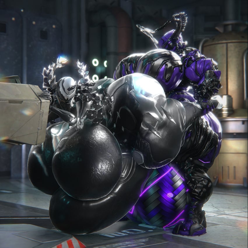 3d 3d_(artwork) 3d_model big_ass big_breasts breasts bubble_butt cleavage female futanari hildryn_(warframe) huge_ass huge_breasts mag_(warframe) qzk_forte sex thick_thighs warframe wide_hips