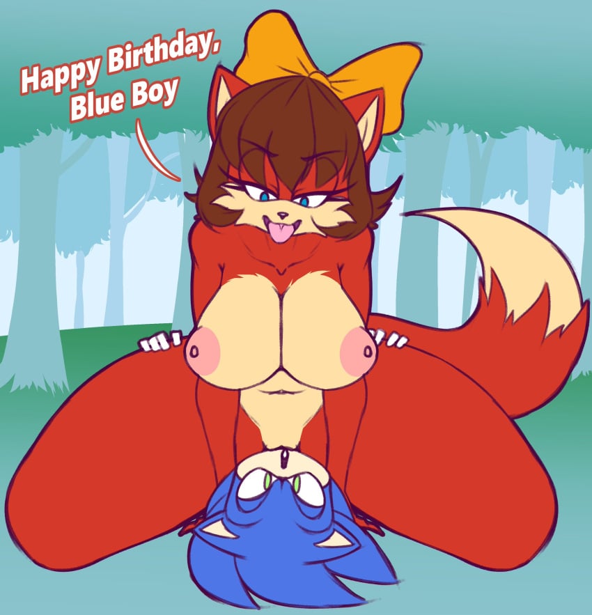 anthro archie_comics biffalo birthday birthday_sex bow_ribbon breasts canid canine cunnilingus dominant dominant_female duo eulipotyphlan facesitting female fiona_fox fox hedgehog hi_res kneeling leg_grab male male/female mammal oral sega sex sitting_on_another sonic_(series) sonic_the_hedgehog sonic_the_hedgehog_(archie) sonic_the_hedgehog_(comics) sonic_the_hedgehog_(series) spread_legs spreading thick_thighs tongue tongue_out vaginal_penetration