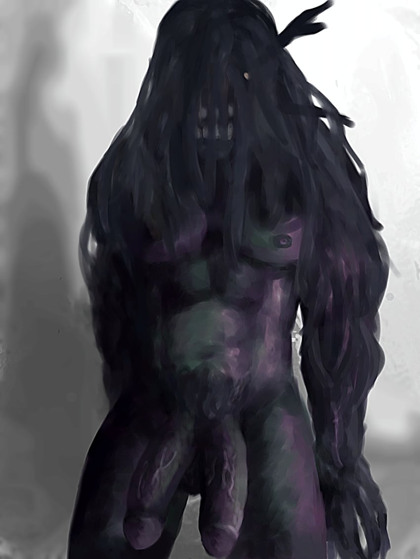 cock creature dick fantasy gay male monster monster_cock muscular muscular_male non-human non-human_only nude nude_male oc penis purple_body purple_skin teeth undead