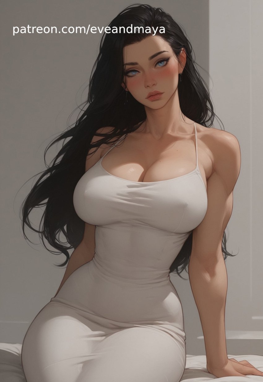 ai ai_women arms bare bare_legs bare_shoulders bare_thighs big_breasts female female fit_female large_breasts long_hair looking_at_viewer muscles muscular muscular_female patreon pleasure_face sexy sexy.ai tease thick_thighs tight_clothing