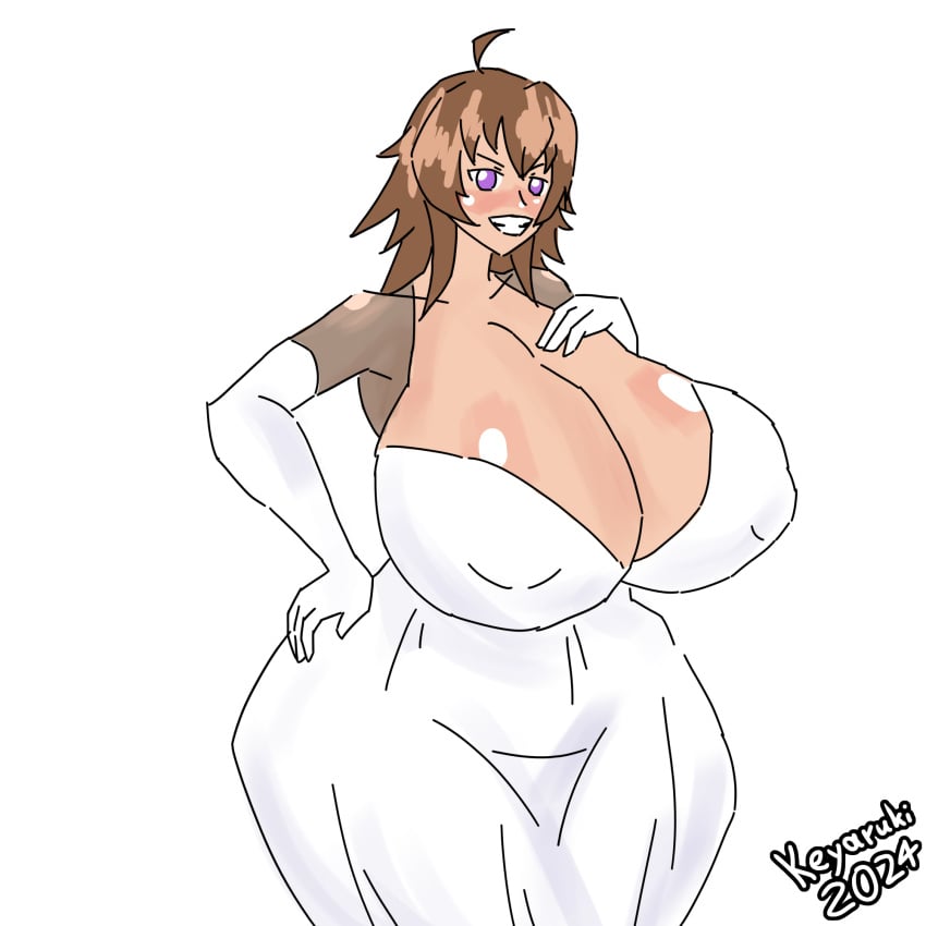 1female 1girls 2d 2d_(artwork) ass big_ass big_breasts big_hips big_thighs boobs_bigger_than_head breasts brown_hair dress female female_focus female_only flat_colors gigantic_breasts high_school_dxd hips keyaruki massive_breasts milf mother shiny_skin signature simple_background simple_coloring solo solo_focus standing strong_woman thick_thighs thighs twitter_link unrealistic_proportions venelana_gremory voluptuous voluptuous_female