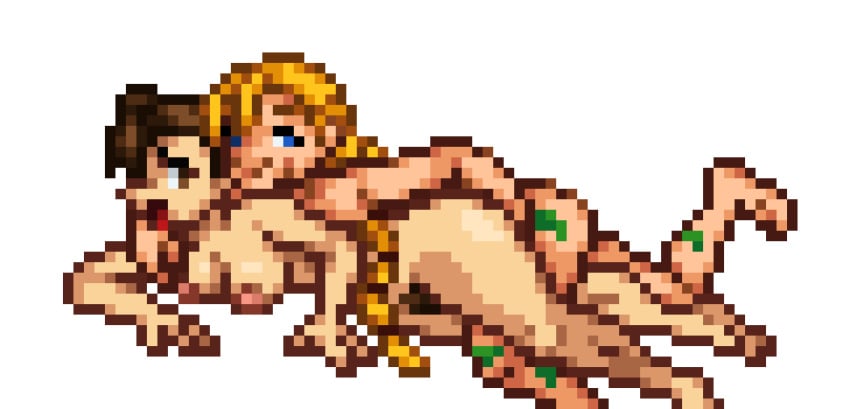 2girls ahe_gao animated asian big_ass blonde_hair blue_eyes bouncing_ass bouncing_breasts brown_eyes brown_hair cammy_white chun-li fingering pixel_animation pixel_art sprite street_fighter thick_thighs yuri