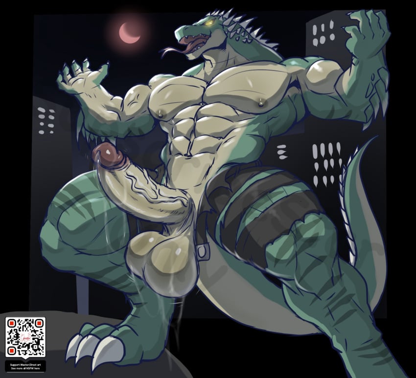 1boy abs anthro anthro_only balls blood_moon curt_connors genitals hi_res lizard lizardman male male_only marvel masterelrest muscular muscular_anthro muscular_male nipples pecs penis qr_code reptile scalie solo spider-man_(series) spikes spikes_(anatomy) the_lizard_(marvel) vein veiny_penis