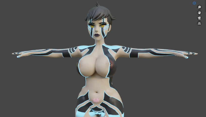 3d atlus breasts casual demi-fiend demon demon_girl female humanoid megami_tensei pale_skin pubic_tattoo rule_63 shin_megami_tensei shin_megami_tensei_iii:_nocturne t-pose tattoo topless tscd_rendering yellow_eyes