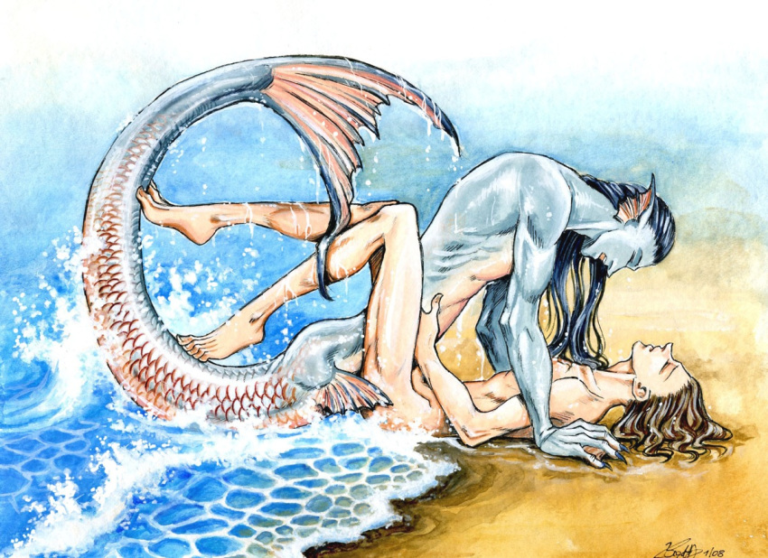 2boys anal anal_sex deep_impact_position embrace fictional_interracial gay human interspecies male male/male male_on_male male_only merfolk merman missionary_position penetration yaoi