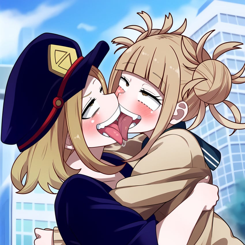 ai_generated boku_no_hero_academia camie_utsushimi french_kissing himiko_toga kissing my_hero_academia powerhouserift toga_himiko tongue_kiss tongue_touching_another's_tongue tongues_touching yuri