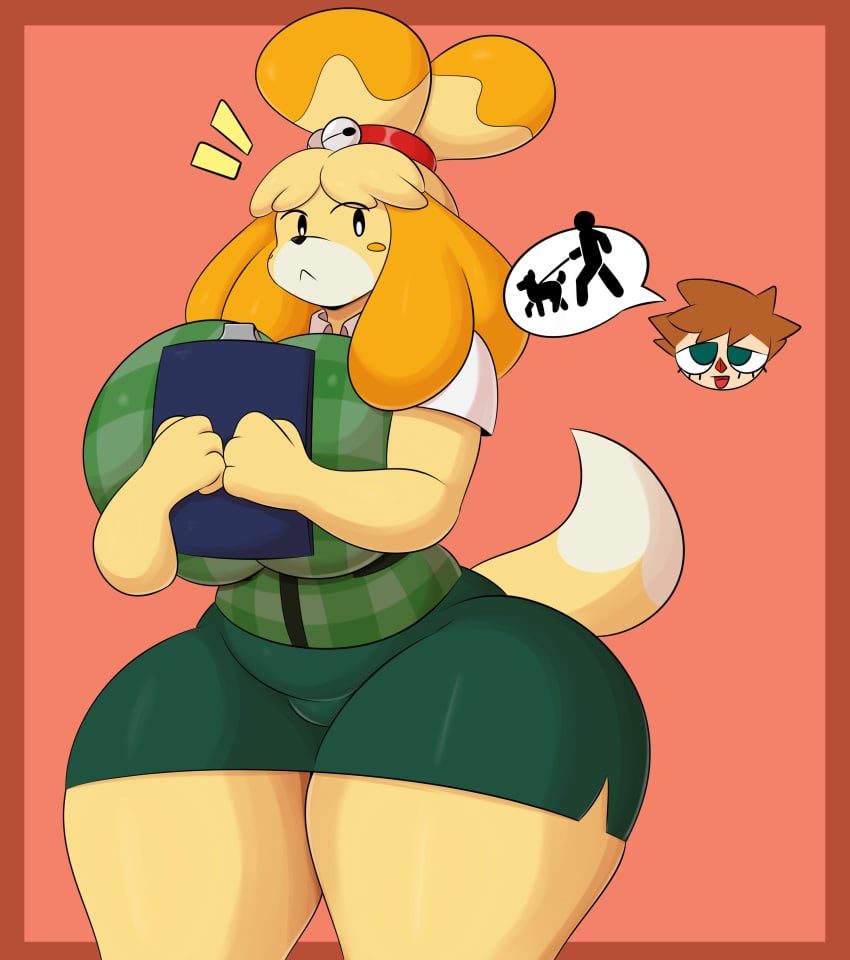 animal_crossing big_breasts breasts canine coffee_demon female furry huge_breasts isabelle_(animal_crossing) shih_tzu tagme thick_thighs wide_hips