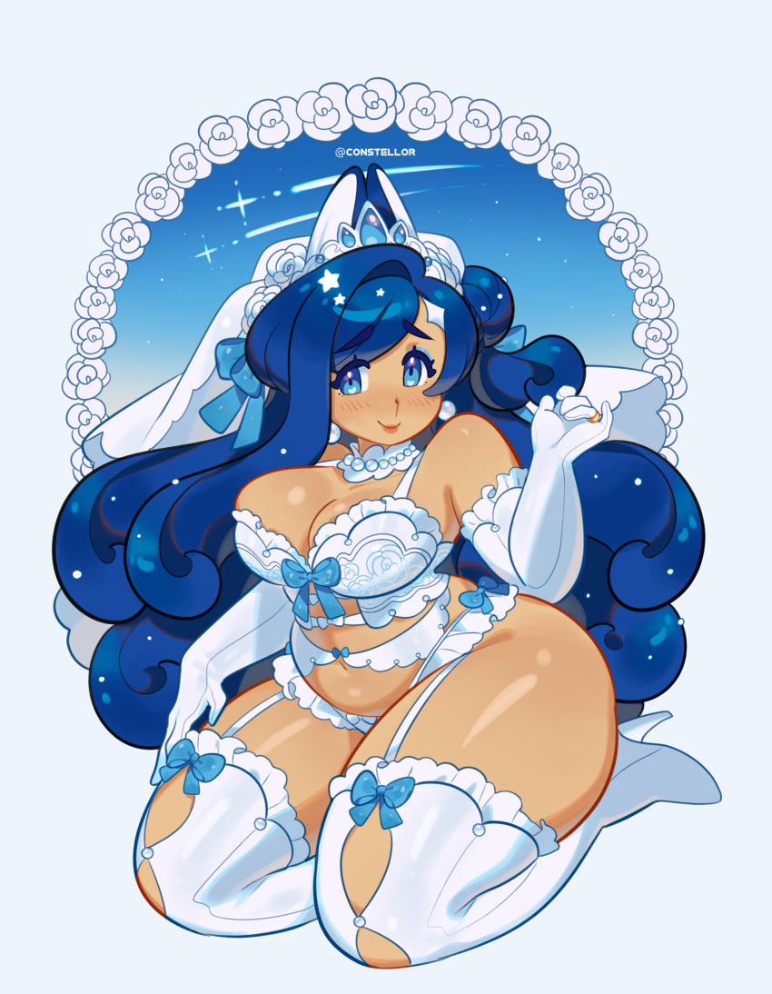 big_breasts breasts cleavage constellor dione_(constellor) female furry huge_breasts tagme thick_thighs wedding_lingerie wide_hips