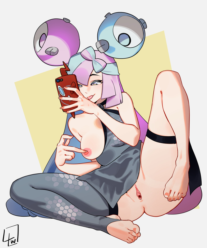 1girls absurd_res ass blue_hair breasts_out female female_only gym_leader iono_(pokemon) l4wless long_hair looking_at_viewer narrowed_eyes nintendo nipples nude nude_female pink_hair pokemon pokemon_sv pussy selfie sleeves solo very_long_hair yellow_eyes