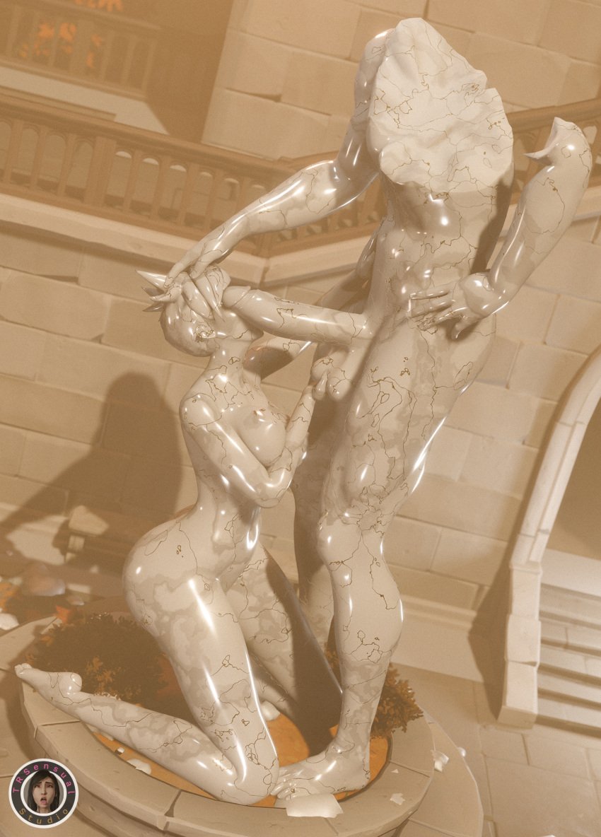 1boy 1girls 3d ass ball_grab big_ass big_balls big_breasts big_butt big_penis big_thighs breasts huge_cock image image_set light_skin mirrorwatch nude nude_female nude_male operative_oxton overwatch overwatch_2 penis petrification petrified short_hair statue stone_body stone_skin tracer trsensualstudio watermark