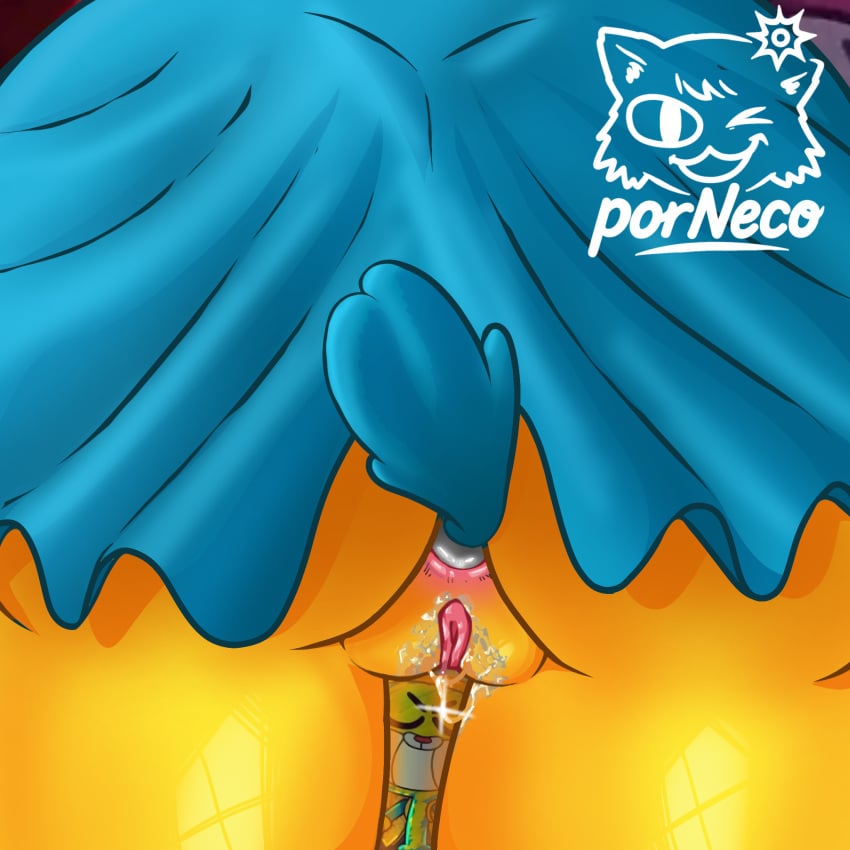 anthro anus ass blue_clothing blue_dress buttplug buttplug_tail cartoon_network clothing dress dripping_pussy duo fairy fake_tail felid feline female genitals glistening gumball_watterson hi_res male male/female mammal penny_fitzgerald plug_(sex_toy) pornecoart pussy rear_view sex_toy smile the_amazing_world_of_gumball thigh_gap