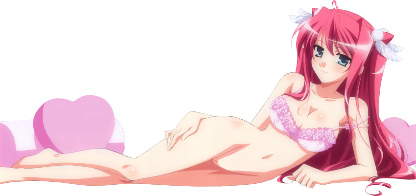 blush bottomless bra breasts chinese_girl female high_resolution innie_pussy koihime&dagger;_(series) koihime_musou legs lingerie long_hair nude nude_filter pink_hair pussy ryuubi_gentoku_(koihime) shaved_pussy smile solo uncensored underwear