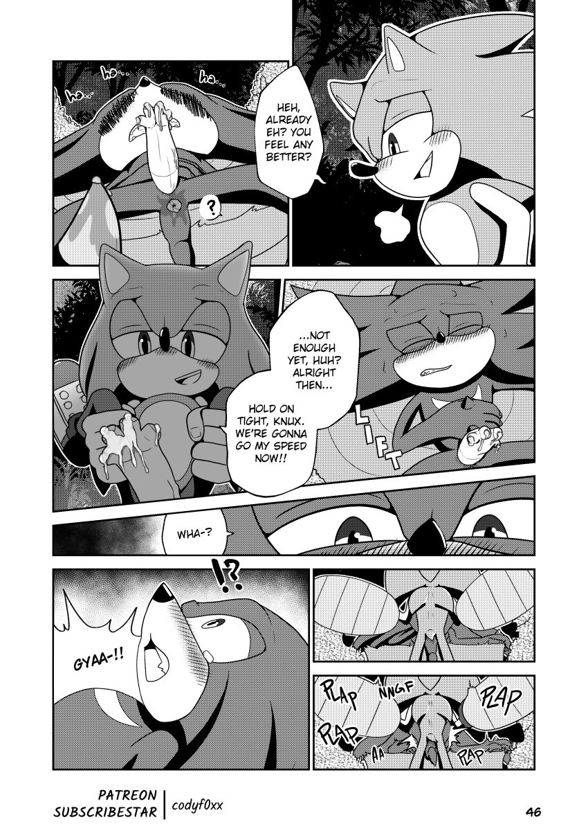 absurd_res anal anal_sex animal_genitalia animal_penis anthro anus bodily_fluids clothing codyf0xx comic cum echidna echidna_penis english_text footwear forest forest_background gaping gaping_anus genital_fluids genitals greyscale hi_res knuckles_the_echidna male male/male mammal monochrome monotreme nature nature_background open_mouth penetration penis plant sega shoes sonic_(series) sonic_the_hedgehog sonic_the_hedgehog_(series) tears text tree