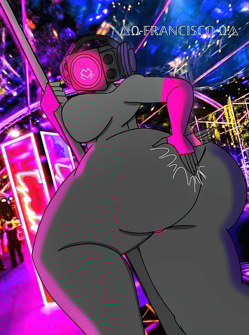 2d 2d_(artwork) francisco818434_(artist) huge_ass ibispaint_(artwork) ibispaintx skibidi_toilet slapping_butt speaker speaker_ears speaker_head speaker_woman speaker_woman_(skibidi_toilet) speakers speakerwoman speakerwoman_(skibidi_toilet) tube_top venus_body