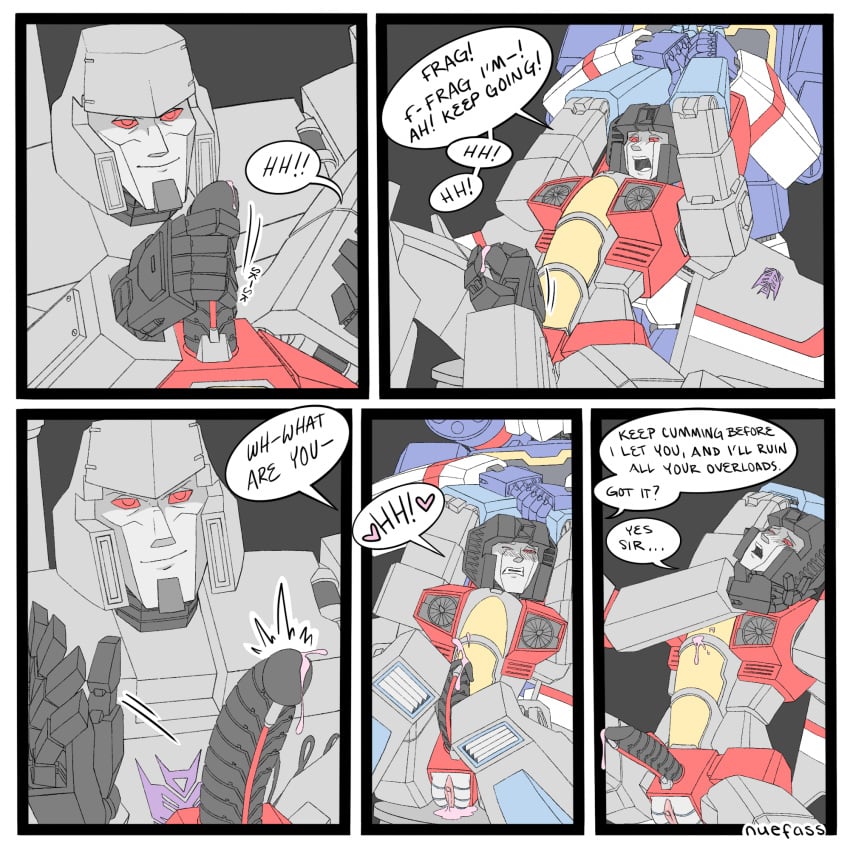 2boys 3boys ahe_gao ahegao_face alien alien_humanoid begging_to_cum blush blush_lines comic controlling controlling_another’s_orgasm cumming decepticon decepticon_insignia degrading dialogue dominance dripping_pussy edging eyes_rolling_back face_grab fuck_me_eyes hermaphrodite holding_down jacking_off_another jacking_off_partner megatron nuefass orgasm_control precum_drip red_eyes restrained_arms robot robot_alien robot_humanoid ruined_orgasm simple_background simple_coloring smile soundwave spread_legs starscream transformers transformers_g1 weak_ejaculation wet_pussy wings