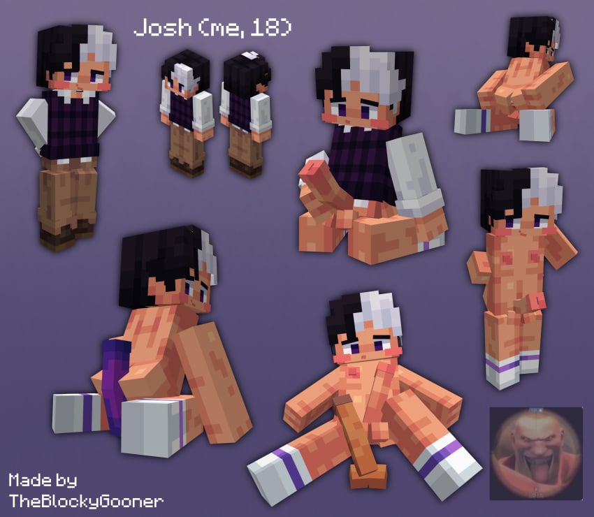 3d :3 anus blocky_body blush cubic_body cubic_breasts dildo femboy gay josh_(theblockygooner) male_focus masturbation minecraft minecraft_skin penis self_insert self_upload socks spread_ass sweater sweater_vest tagme theblockygooner
