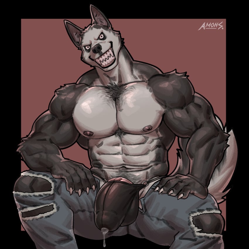 abs amon-sydonai anthro balls_under_clothes biceps big_bulge big_penis bulge bulge_through_clothing canid canine canis claws clothing creepy creepypasta domestic_dog erection_under_clothes fur furry huge_bulge humanoid_genitalia humanoid_penis male male_nipples male_only mammal muscular_anthro muscular_male nipples pecs penis penis_outline penis_under_clothes precum precum_drip precum_through_underwear smile.dog underwear werecanid werecanine wolf