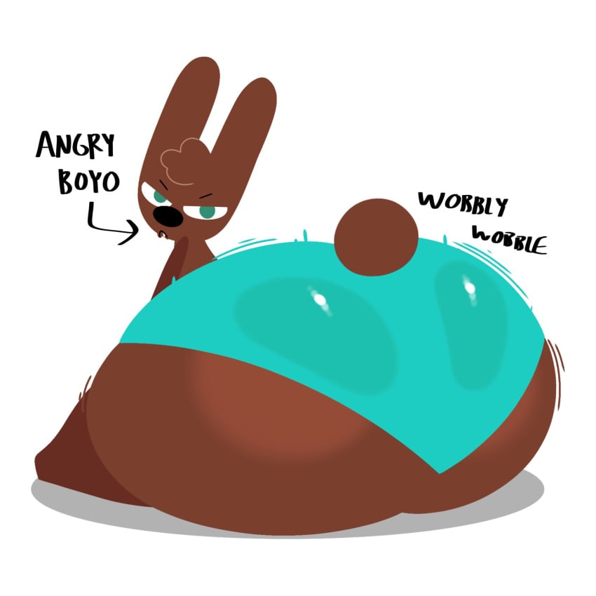 angry aqua_shorts black_nose breathotter brown_fur brown_tail bulge bulge_through_clothing bunny chocolate_bunny cocoa_the_bunny huge_ass huge_butt hyper_ass hyper_butt hyper_thighs looking_at_viewer oc original_character rabbit shaking_butt sitting