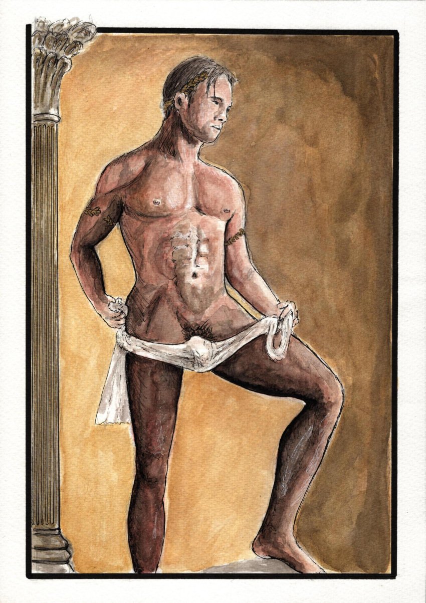 gay gay_art gay_male half_naked hand_drawn handdrawn handdrawn_art joesph_sayers male male_model male_only male_supermodel muscles muscular_male naked_male pose six_pack sketches_by_adab watercolor_(artwork) watercolor_(medium) watercolor_pencil_(medium) watercolour