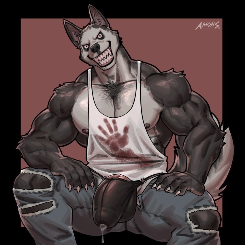 abs amon-sydonai anthro balls_under_clothes bara biceps big_bulge big_penis bulge bulge_through_clothing canid canine canis claws clothing creepypasta domestic_dog erection_under_clothes fur furry huge_bulge humanoid_genitalia humanoid_penis male male_nipples male_only mammal muscular_anthro muscular_male nipples pecs penis penis_outline penis_under_clothes precum precum_drip precum_through_underwear smile.dog underwear werecanid werecanine wolf