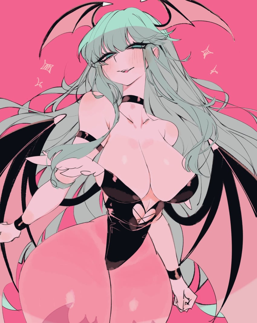 1girls bat_wings batwings big_breasts blush blushing busty child_bearing_hips darkstalkers female female_only hips hips_wider_than_shoulders huge_breasts large_breasts morrigan_aensland partially_clothed revealing_clothes slutty_clothing slutty_outfit succubus thick thick_thighs thighs thin_waist turquoise_eyes turquoise_hair usa37107692 wide_hips wings wings_on_head