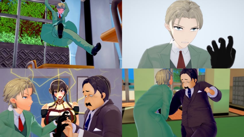 1girls 2boys 3d age_difference angry big_breasts breasts cuck female headgear human loid_forger male male_focus multiple_boys murdoch_swan punch spy_x_family yor_briar yor_forger