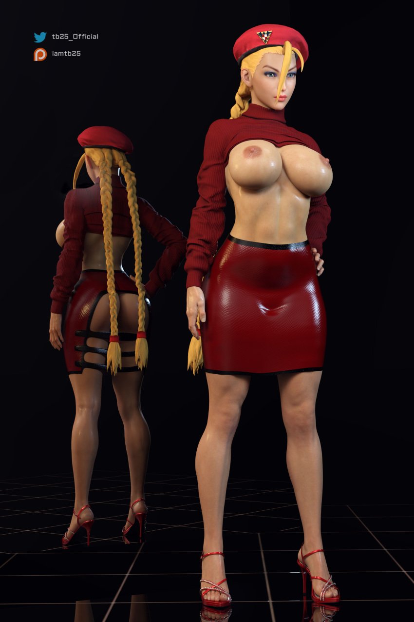 1girls 3d abs ass beret big_ass big_breasts blonde_hair braided_hair braided_twintails breasts british british_female cammy_white capcom curvaceous female female_only fit fit_female high_heels lingerie patreon_username solo street_fighter tb25 thick_thighs twitter_username wide_hips