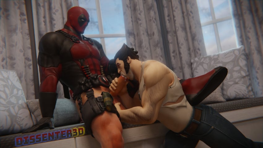 2boys alpha_male balls beefy blowjob bottomless daddy deadpool deadpool_&_wolverine_(2024) dissenter3d gay hairy hairy_arms hairy_male heavy_balls light-skinned_male light_skin male male_only manly marvel marvel_comics mask masked masked_male muscular muscular_male oral oral_sex penis superhero tough_guy wolverine_(x-men) x-men