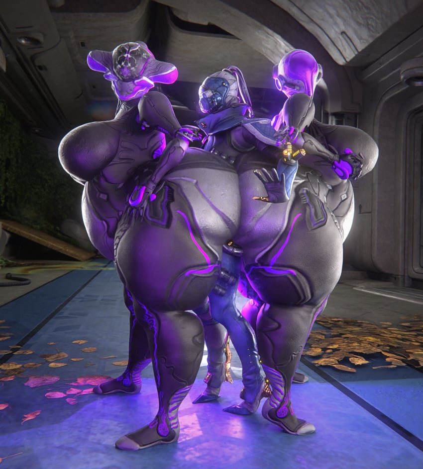 bbw big_ass big_breasts breasts bubble_butt cleavage female huge_ass huge_breasts mag_(warframe) mesa_(warframe) overweight overweight_female qzk_forte size_theft tagme thick_thighs warframe wide_hips