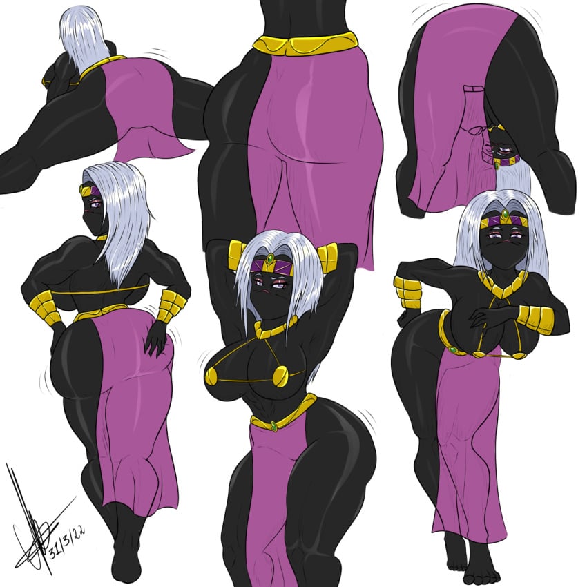 1girls abs alien alien_girl alien_humanoid big_ass big_butt black_body black_skin buff_female duck_dodgers female female_focus female_only gold_bikini_top homelesssix looney_tunes martian martian_(duck_dodgers) muscle_girl purple_skirt queen_tyr'ahnee see_through_skirt skimpy_clothes slit_skirt warner_brothers white_hair