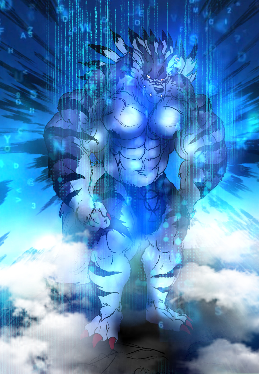 abs biceps big_muscles digimon huge_muscles large_muscles male muscles muscular muscular_arms muscular_legs muscular_male muscular_thighs pecs solo_male weregarurumon