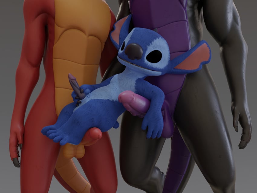 3d 3d_(artwork) alien american_dragon:_jake_long animal_genitalia anthro balls black_body blender_(artwork) blue_body blue_fur dark_dragon_(american_dragon) digital_media_(artwork) disney dragon european_mythology experiment_(lilo_and_stitch) front_view fur gay genitals group hi_res humanoid_genitalia humanoid_penis jake_long lilo_and_stitch male male/male mythological_creature mythological_scalie mythology no-name-no-problem nude penis red_body scalie sheath size_difference stitch_(lilo_and_stitch) tail trio western_dragon