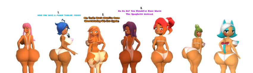 3d 3d_(artwork) belle_fontiere bending_over big_asses blush bubble_butt desti_(smg4) female_only fully_naked fully_nude funny human_meggy kaibernation karen_(smg4) looking_at_ass looking_at_viewer meggy_spletzer melony_(smg4) nipples saiko_bichitaru_(smg4) side_boobs smg4 tan-skinned_female tanline tanned tari_(smg4)