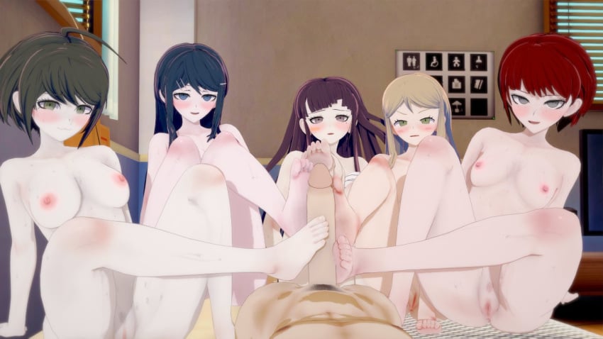 5girls 5girls1boy barefoot blonde_hair blue_hair bookie brown_hair collaborative_footjob completely_nude completely_nude_female completely_nude_male danganronpa danganronpa_ultra_despair_girls female foot_fetish harem hinata_hajime indoor_nudity indoors koikatsu koizumi_mahiru kuzuryuu_natsumi maizono_sayaka male mrbookie multiple_girls naegi_komaru nipples nude_female_nude_female nude_female_nude_male nude_male_nude_female purple_hair pussy red_hair super_danganronpa_2 toes tsumiki_mikan