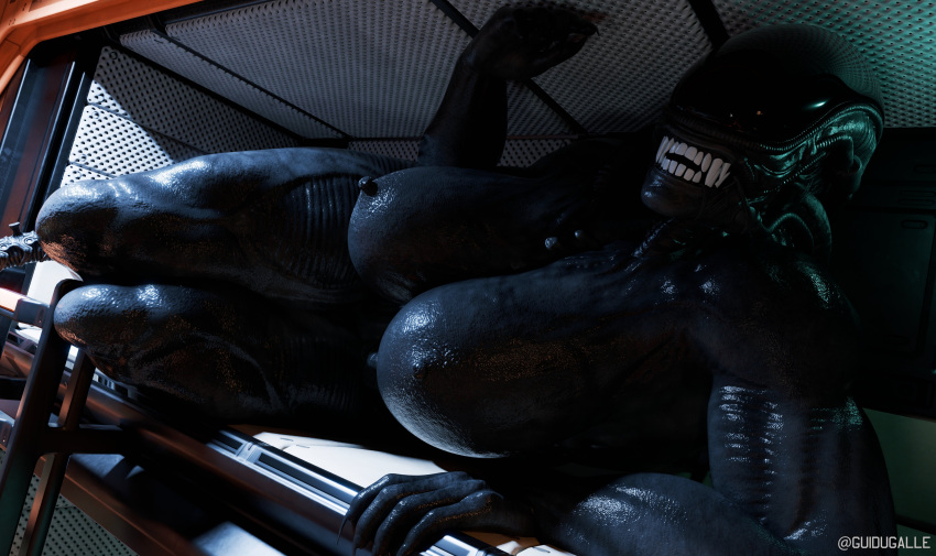 alien_(franchise) big_breasts close-up female_xenomorph guidugalle looking_at_viewer muscular_female xenomorph