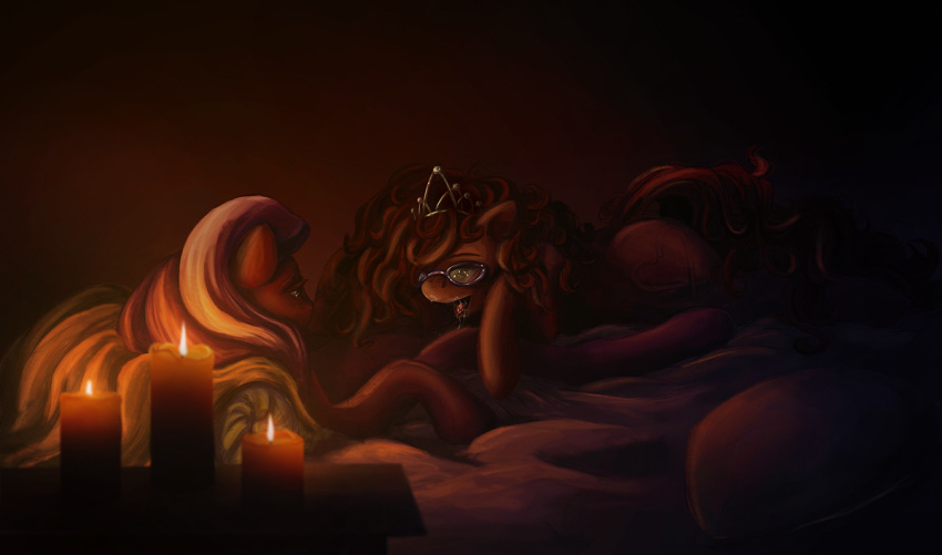 bed candle cunnilingus diamond_tiara_(mlp) equine female fire friendship_is_magic horse iram_twist my_little_pony nude oral oral_sex pony pussy_juice sex straight_hair tiara twist_(mlp) vaginal_penetration yuri