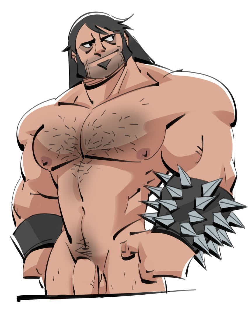 balls bara body_hair brutal_legend eddie_riggs facial_hair flaccid male male_only muscles muscular nude penis posduroo solo solo_male spiked_bracelet