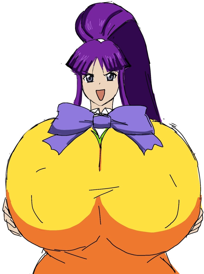 1girls big_breasts eiken erect_nipples_under_clothes female huge_breasts huge_nipples hyper_breasts kirika_misono misono_kirika momiji_(artist) ponytail purple_hair ribbon tagme twitter_link