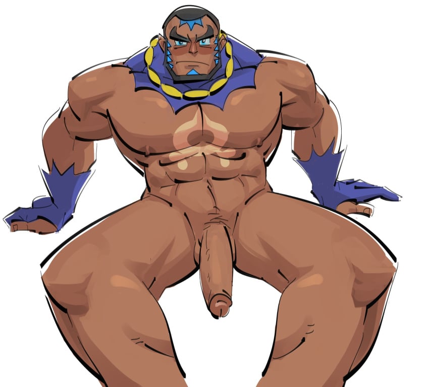 balls beard blush facial_hair flaccid male male_only matt_(pokemon) nintendo nude penis pokemon posduroo solo solo_male team_aqua